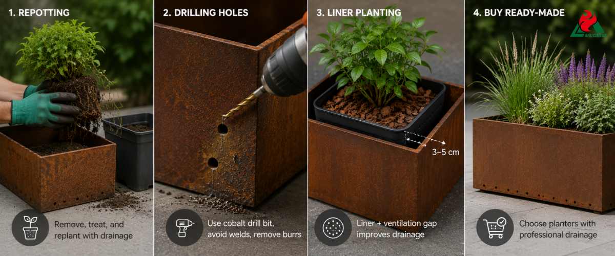 How to Rescue Weathering Steel Planters Without Drainage Holes